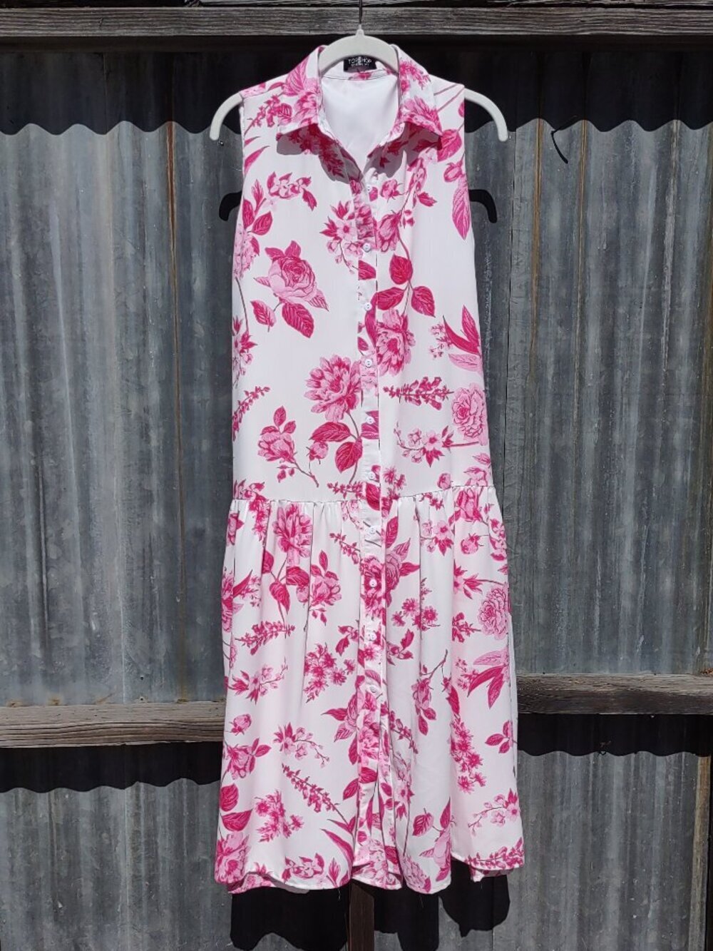 Top Shop Floral Garden Dress Size XS Drop Waist Pleated Cottage Chic Romantic
